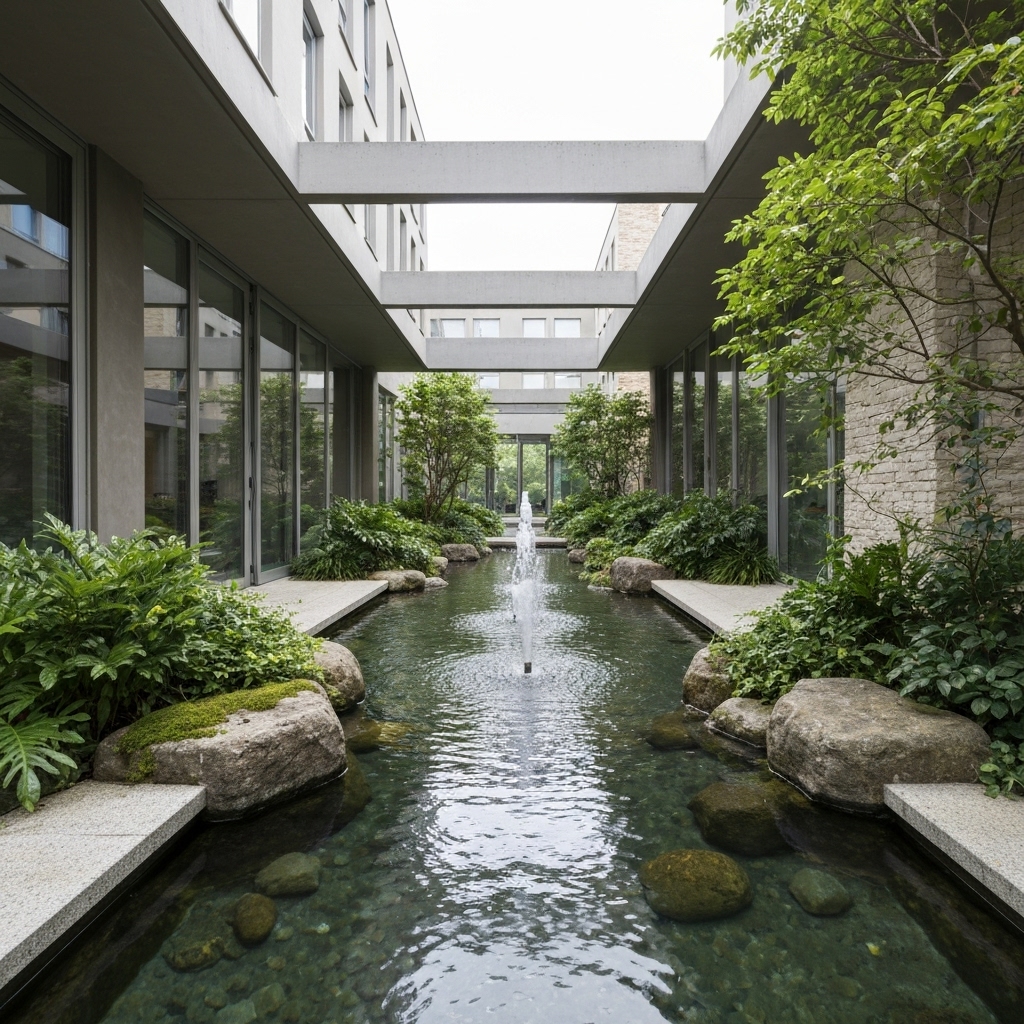 Jardin moderne en Suisse avec allées en pierre naturelle et murets en gabion