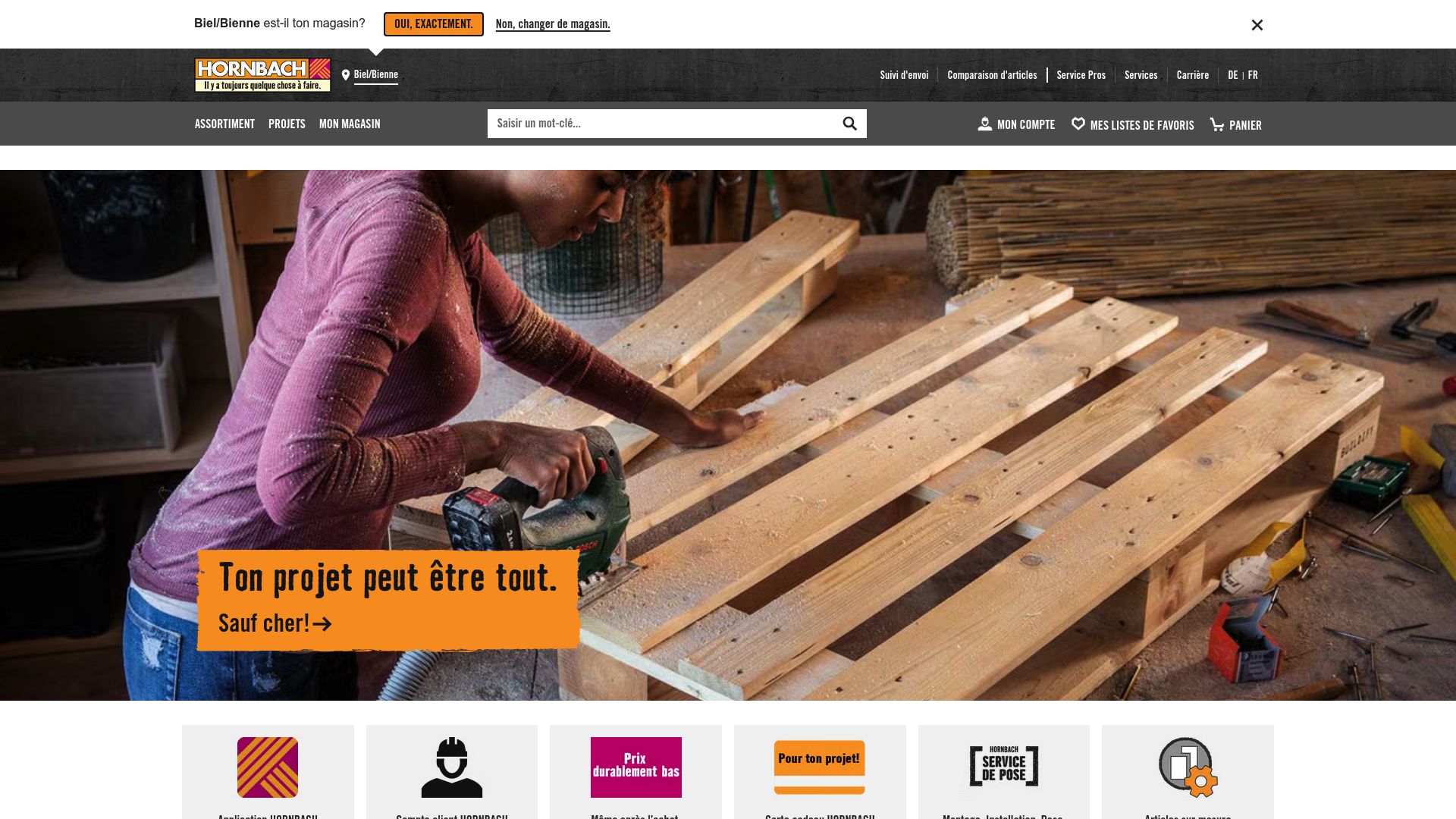 Tableau de prix des bordures en pierre naturelle sur le site de Hornbach Suisse