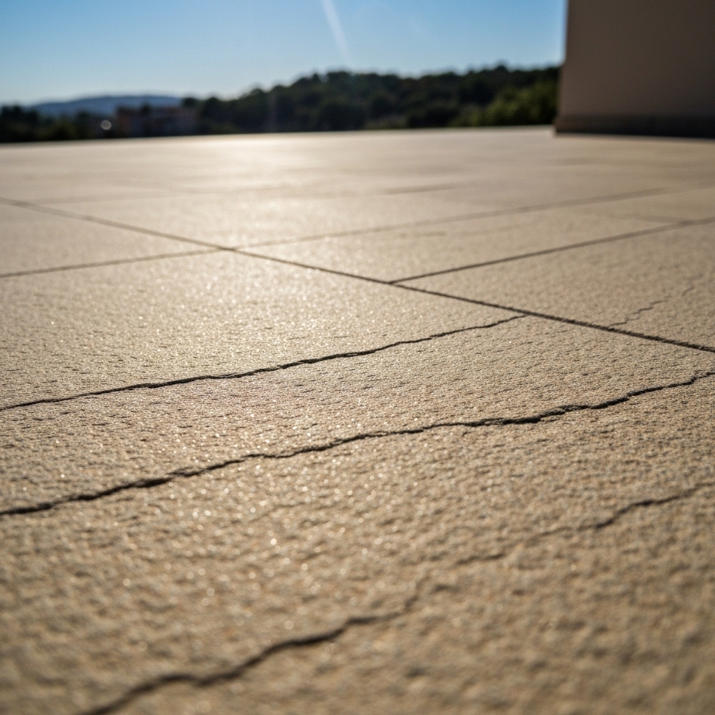 Close up of a clean natural stone terrace texture in sunlight
