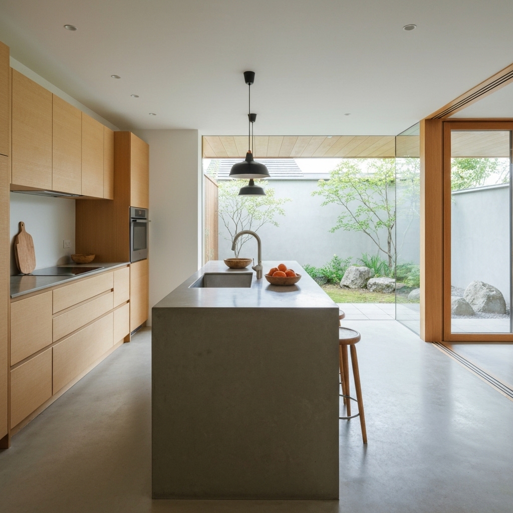 Modern kitchen featuring a black granite countertop with cooking ingredients spilled relative to a white marble counter showing potential stain risks