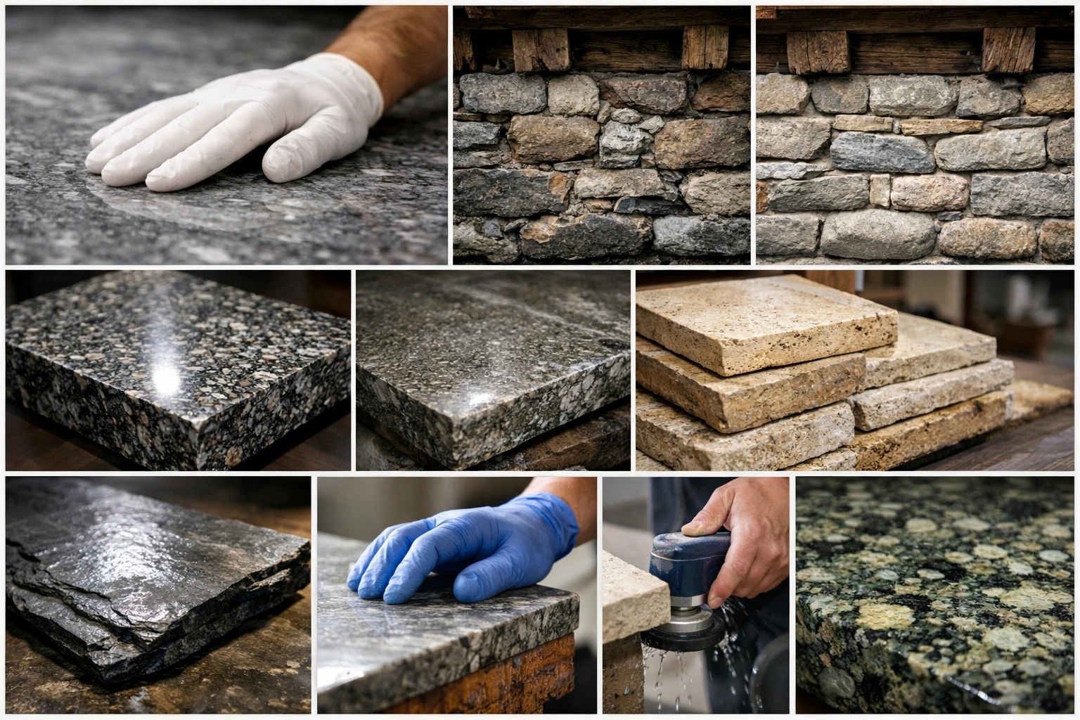 Expertise pierre naturelle rénovation Suisse: collage illustrant qualité et savoir-faire en restauration de pierre.