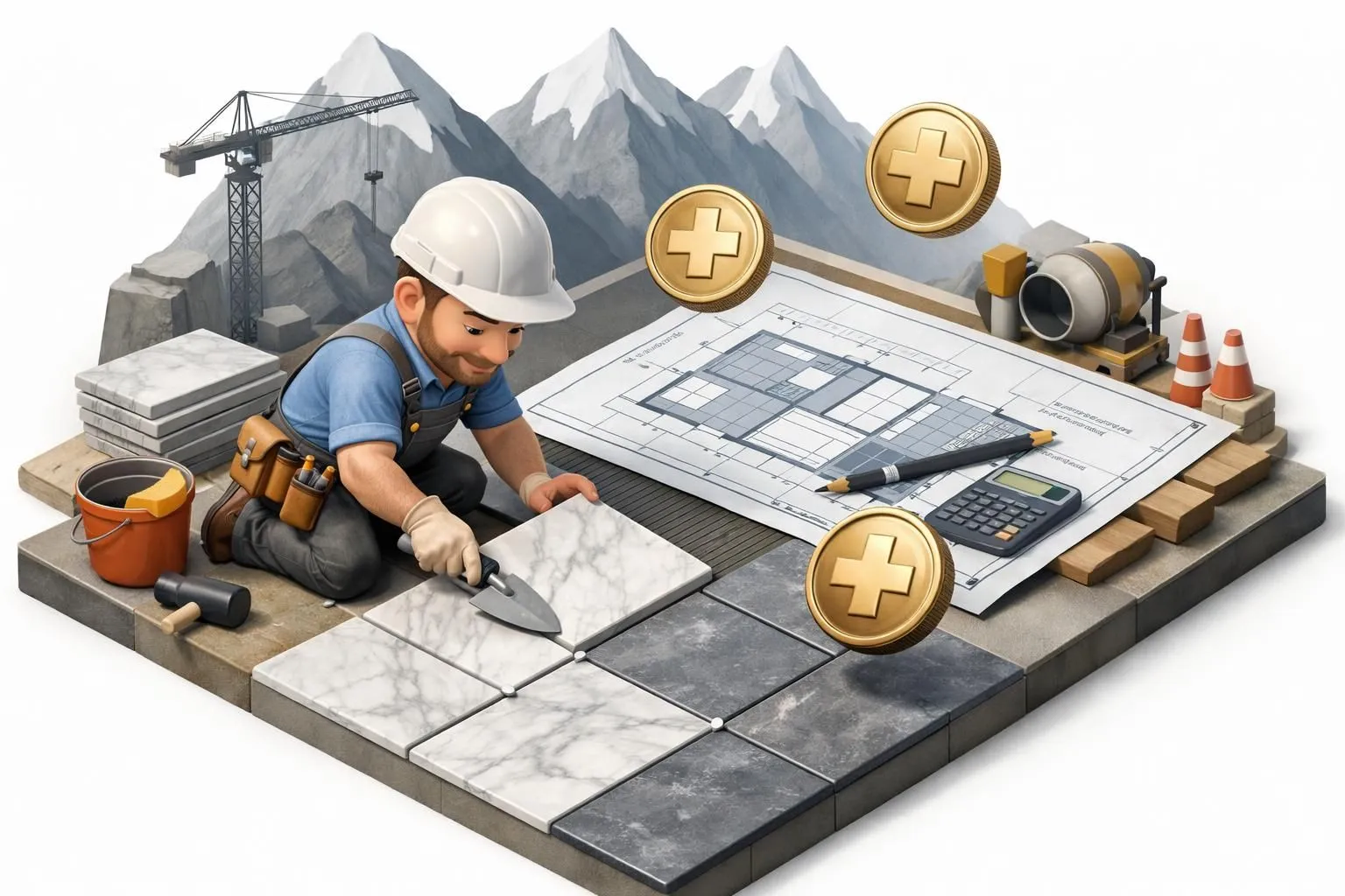Prix pose marbre Suisse: artisan qualifié installe des dalles de marbre avec précision pour un intérieur moderne en Suisse.