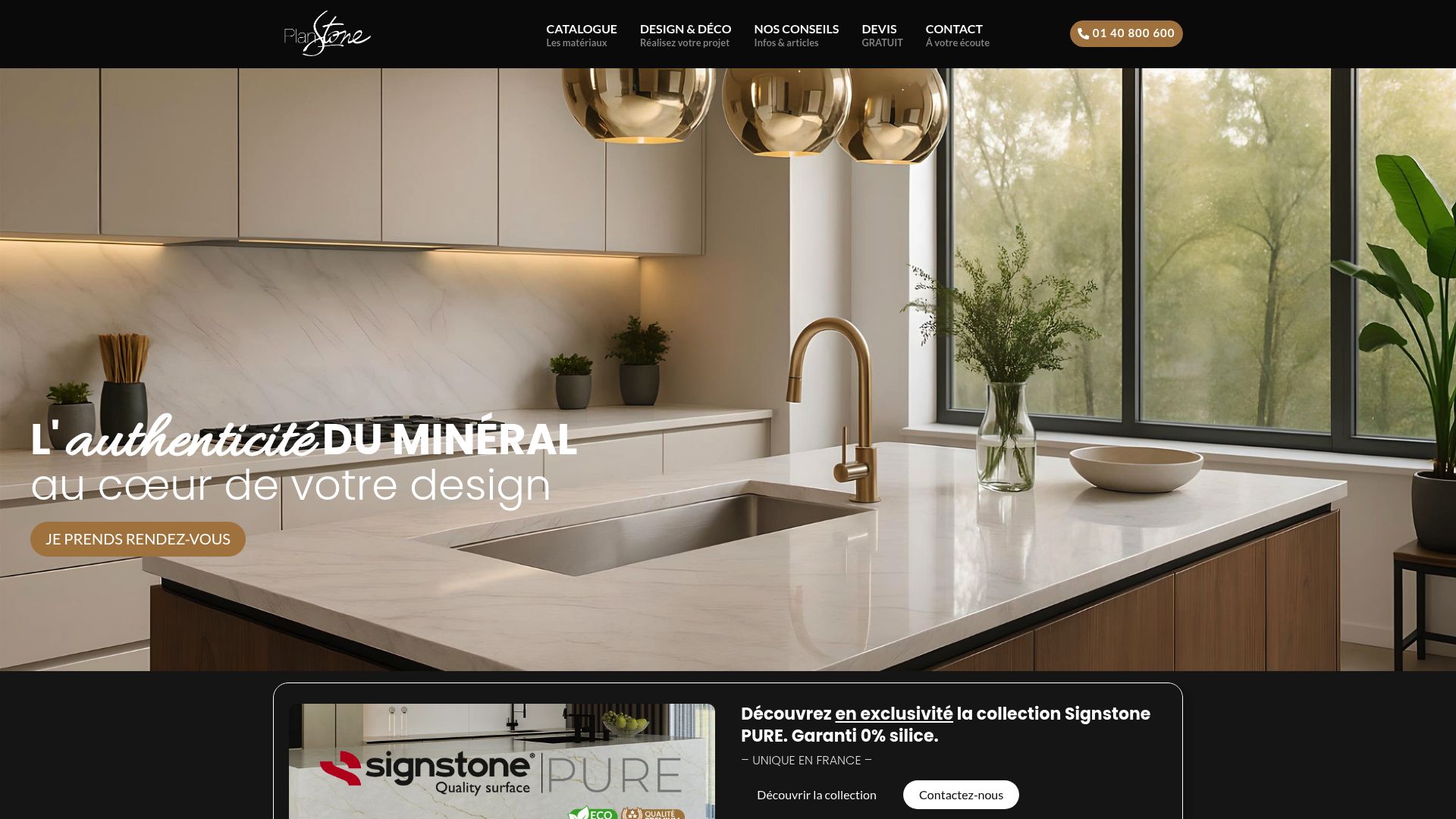 Website screenshot of planstone.fr article regarding natural stone selection guide