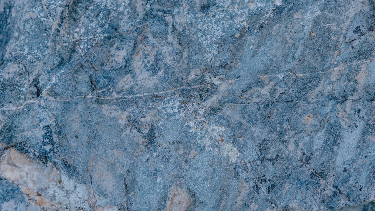 Texture de roche sédimentaire bleu-gris avec des veines et des motifs.
