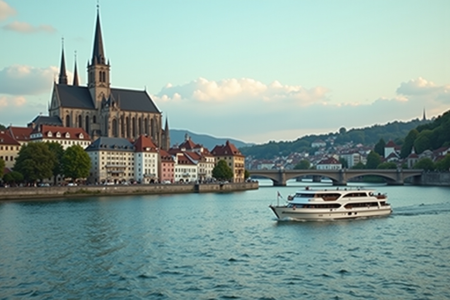 Bâle Suisse, la cité rhénane avec la cathédrale et le Rhin