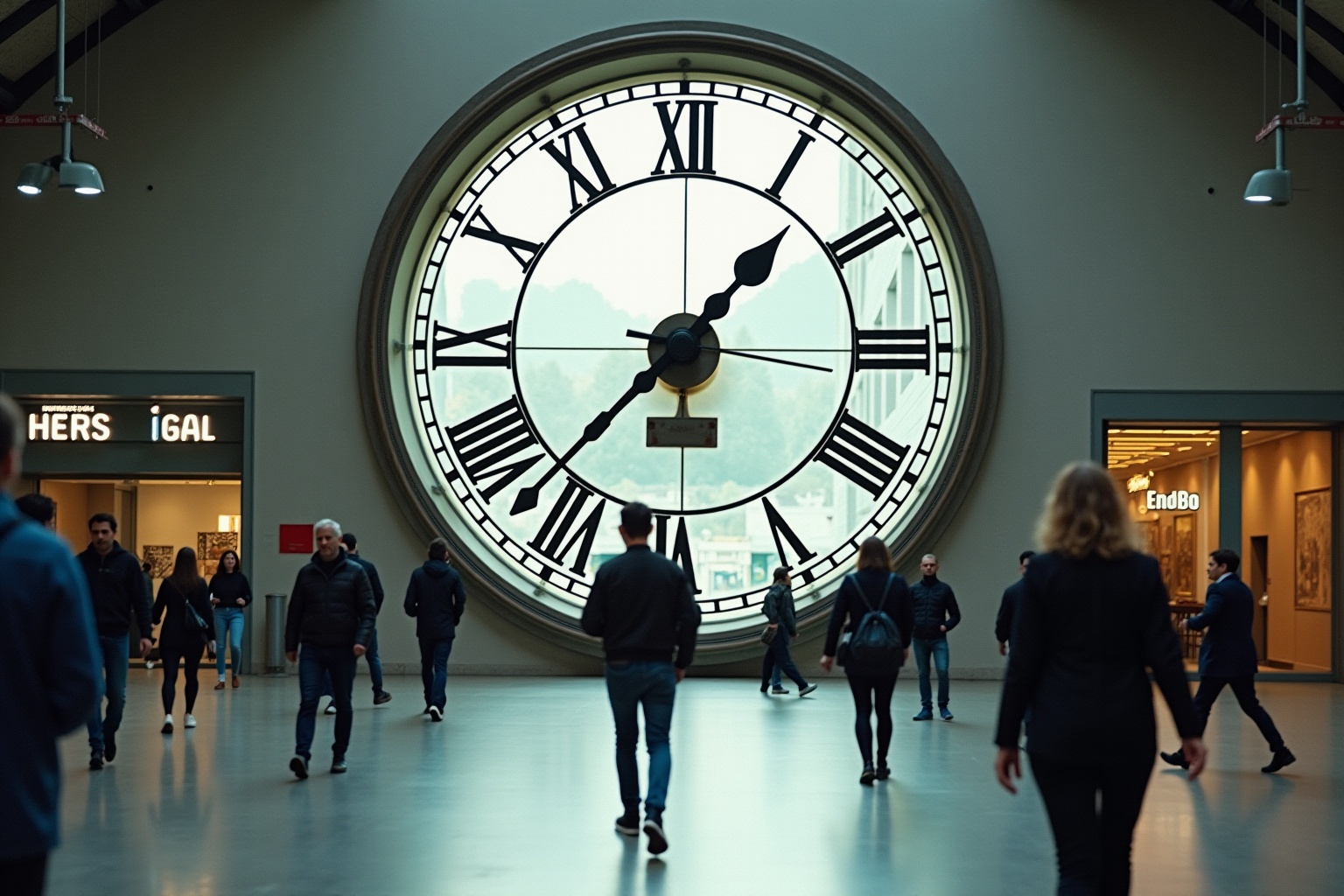 "Horloge murale analogique dans le hall de la gare de Cornavin à Genève, Suisse."