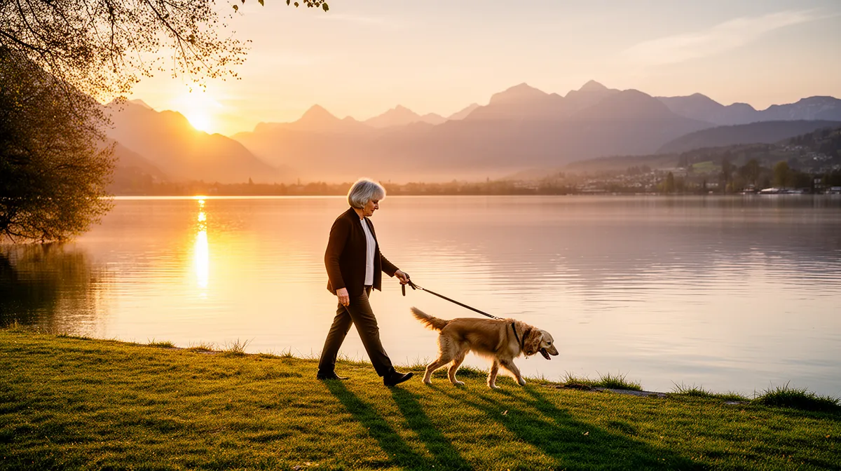 "Promenade au bord du lac de Thielle à Yverdon-les-Bains, Suisse romande"